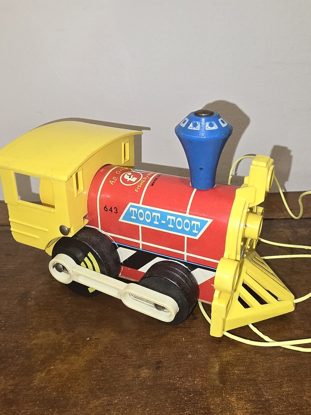 Vintage Fisher-Price #643 "Toot-Toot" Engine Wooden Pull Toy